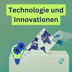 Ein Stimmzettel mit einer Weltkarte wird in eine Wahlurne gelegt. Darüber steht der Text „Technologie und Innovation“, ein kleines NemoVote-Logo und ein kleines Glühbirnensymbol. Interpretation: Zeigt die Innovation der internationalen, digitalen Stimmabgabe. Ein Stimmzettel mit einer Weltkarte wird in eine Wahlurne gelegt. Darüber steht der Text „Technologie und Innovation“, ein kleines NemoVote-Logo und ein kleines Glühbirnensymbol. Interpretation: Zeigt die Innovation der internationalen, digitalen Stimmabgabe.