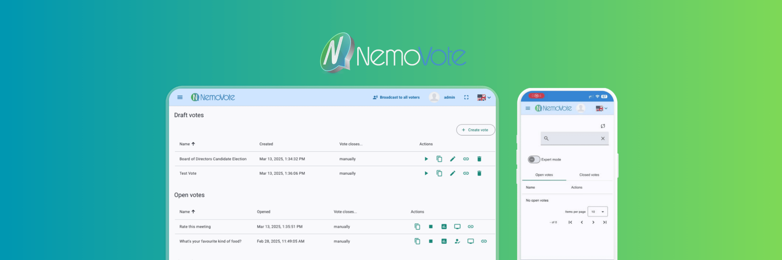 Intuitive design of NemoVote for online voting on all devices, mobile online voting and e-voting