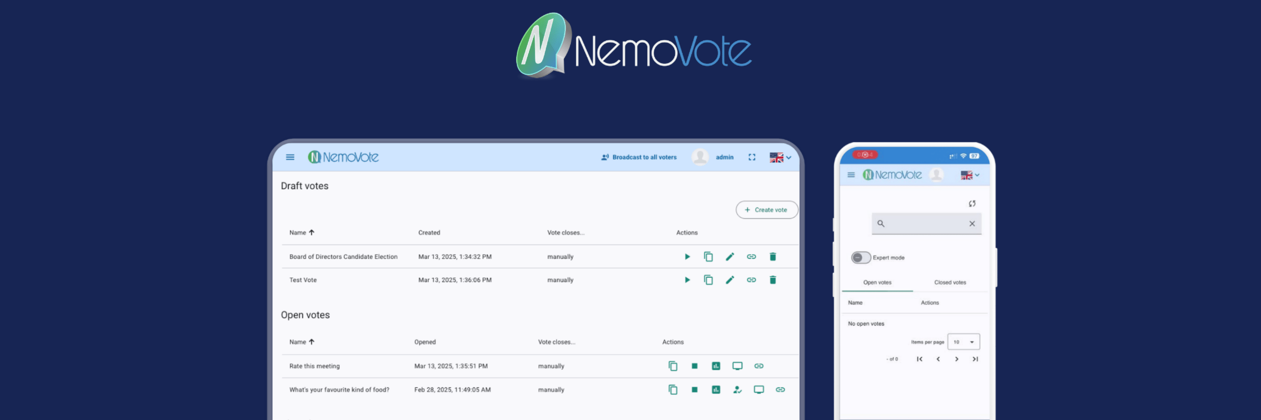 Intuitive design of NemoVote for online voting on all devices, mobile online voting and e-voting