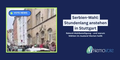 hunderte menschen stehen in einer straße zwischen autos und häusern an: Serbiens Wähler in Stuttgart