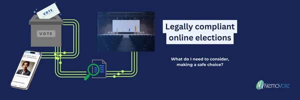 legally compliant online voting, what to look out for. smartphone conected to a ballot box, a manual check and a presentation of the result in an assembly setting