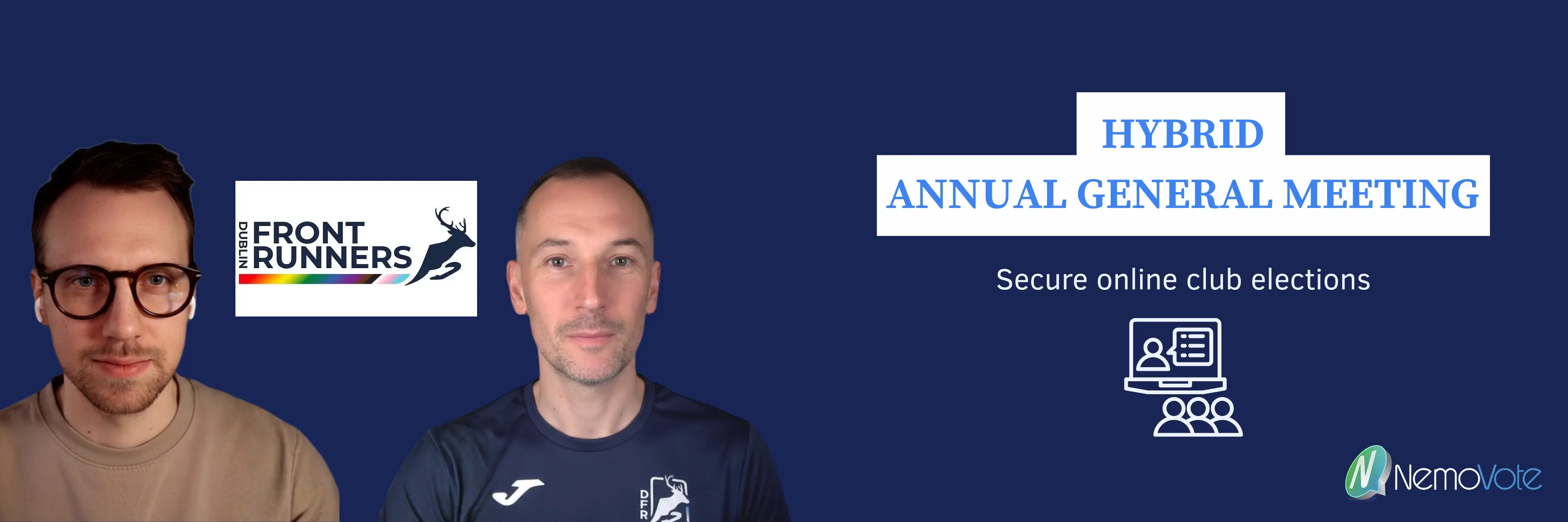 Hybrid annual general meeting with secure online club elections using NemoVote. Mark Armstrong and Aaron Lesicar in the front